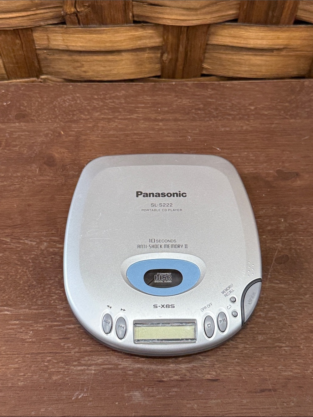 Panasonic Silver Portable CD Player SL-S222 with Blue Accent